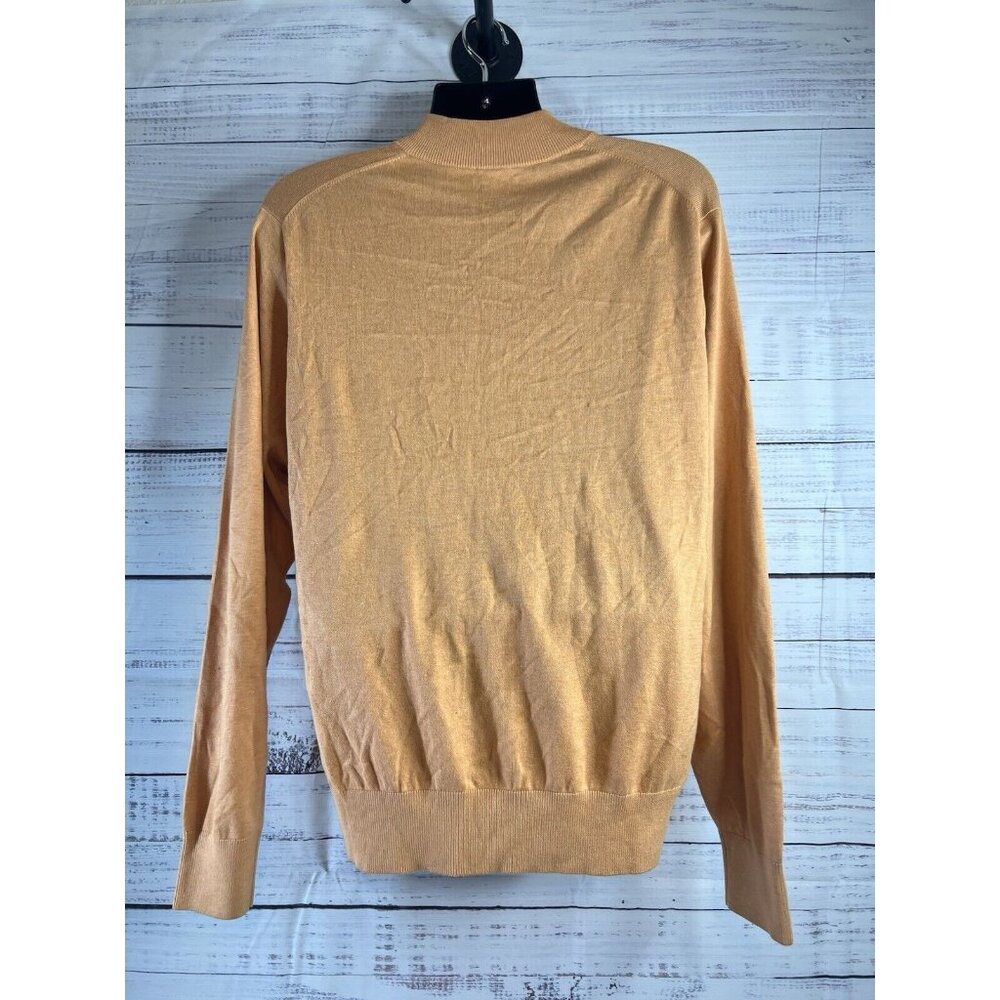Peter Millar Sweater Mens Large Orange 1/4 Zip Pullover Cashmere Silk Cotton - Picture 4 of 12